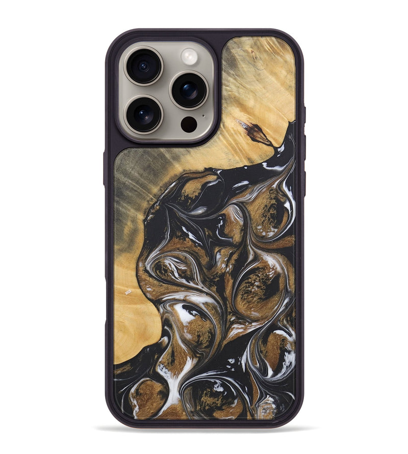 iPhone 16 Pro Max Wood+Resin Phone Case - Luna (Black & White, 715956)