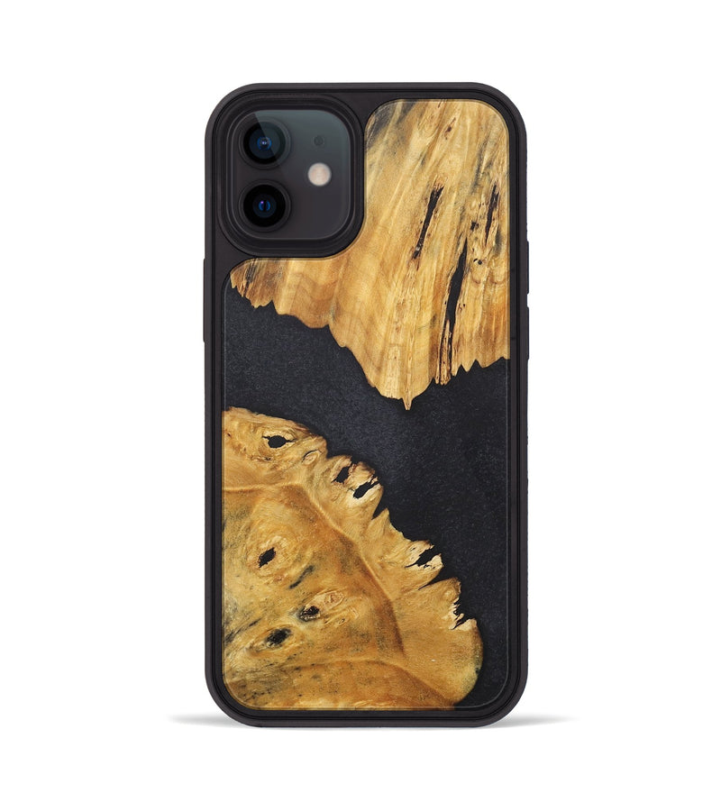 iPhone 12 Wood+Resin Phone Case - Casey (Pure Black, 716001)