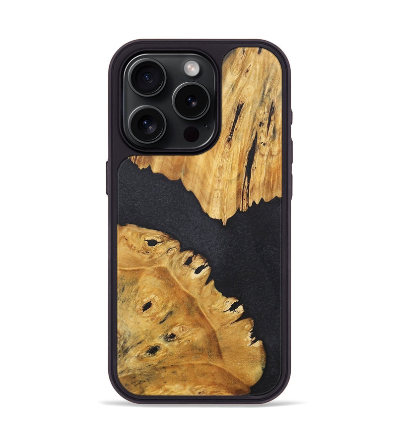 iPhone 15 Pro Wood+Resin Phone Case - Casey (Pure Black, 716001)