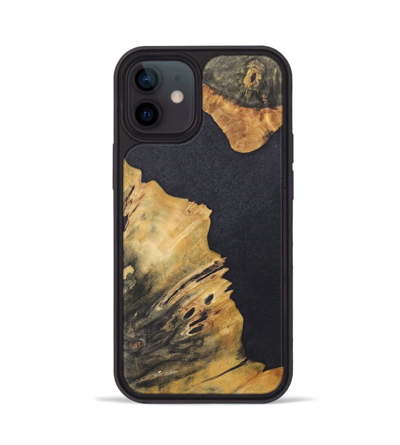 iPhone 12 Wood+Resin Phone Case - Savannah (Pure Black, 716003)