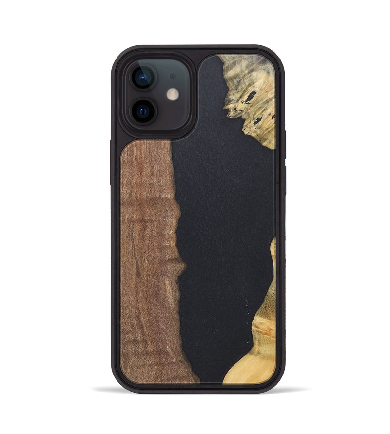 iPhone 12 Wood+Resin Phone Case - Trevor (Pure Black, 716006)