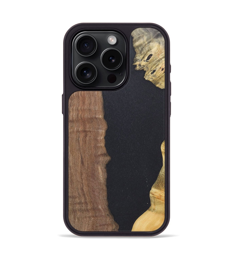 iPhone 15 Pro Wood+Resin Phone Case - Trevor (Pure Black, 716006)