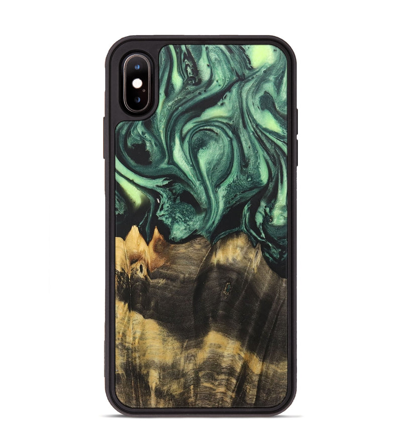 iPhone Xs Max Wood+Resin Phone Case - Kerry (Green, 716051)