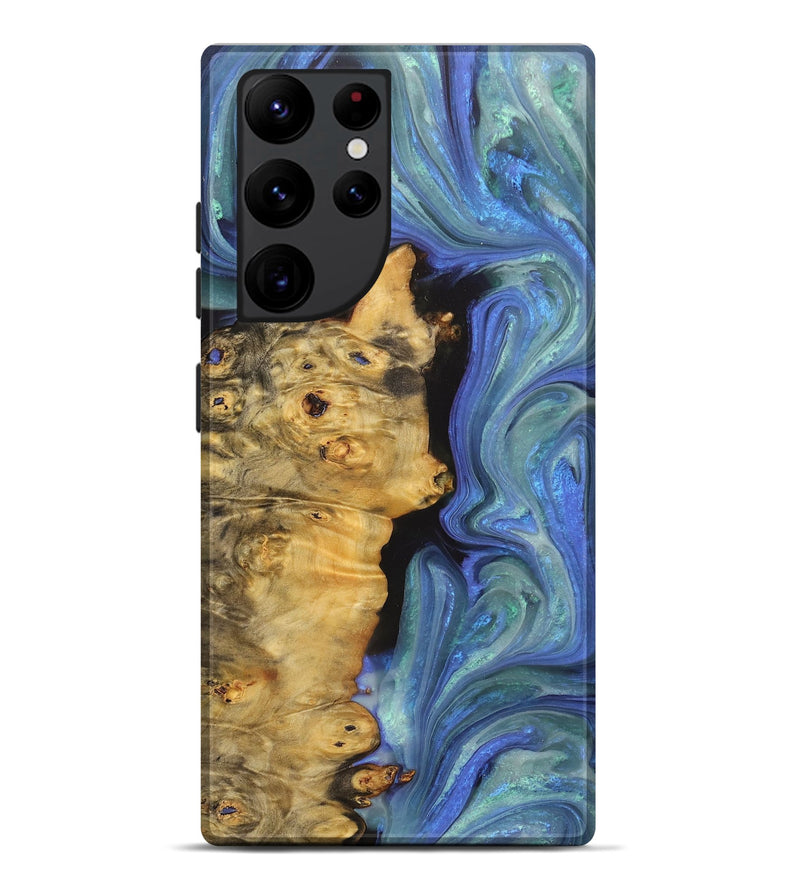 Galaxy S22 Ultra Wood+Resin Live Edge Phone Case - Melinda (Blue, 716076)