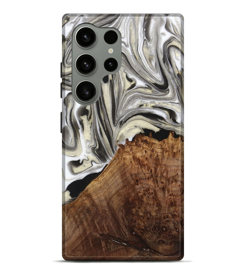 Galaxy S24 Ultra Wood+Resin Live Edge Phone Case - Ethan (Black & White, 716080)