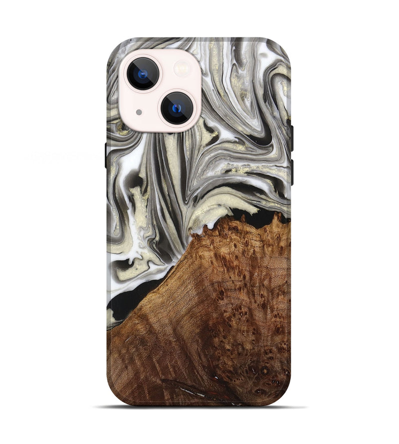 iPhone 13 Wood+Resin Live Edge Phone Case - Ethan (Black & White, 716080)