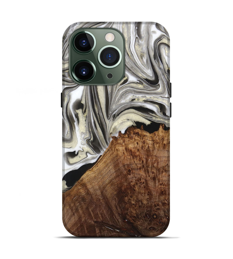 iPhone 13 Pro Wood+Resin Live Edge Phone Case - Ethan (Black & White, 716080)