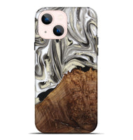 iPhone 14 Plus Wood+Resin Live Edge Phone Case - Ethan (Black & White, 716080)