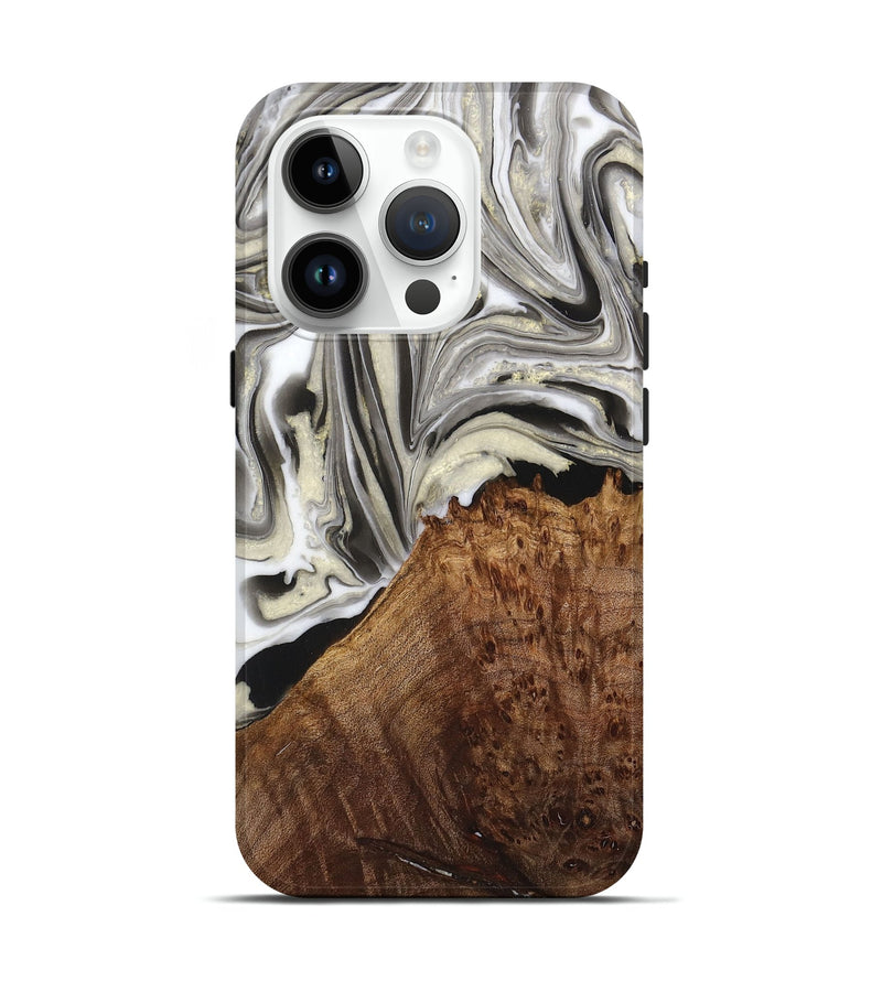 iPhone 15 Pro Wood+Resin Live Edge Phone Case - Ethan (Black & White, 716080)