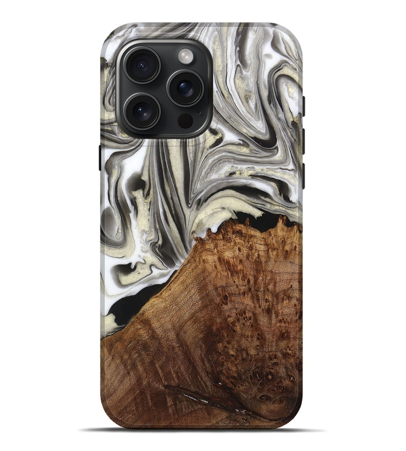 iPhone 16 Pro Max Wood+Resin Live Edge Phone Case - Ethan (Black & White, 716080)