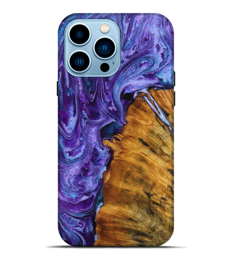 iPhone 14 Pro Max Wood+Resin Live Edge Phone Case - Caylee (Purple, 716082)