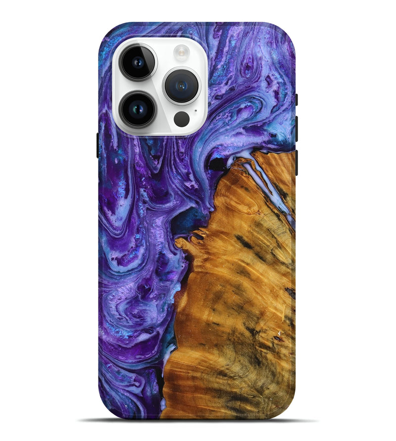 iPhone 15 Pro Max Wood+Resin Live Edge Phone Case - Caylee (Purple, 716082)