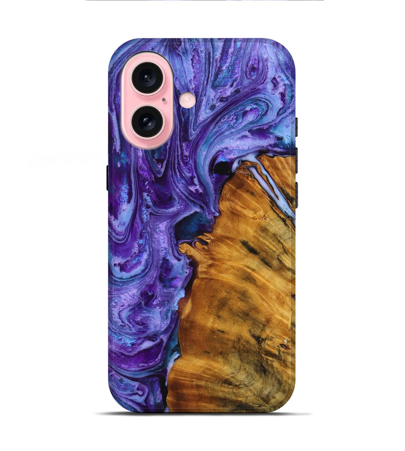 iPhone 16 Wood+Resin Live Edge Phone Case - Caylee (Purple, 716082)