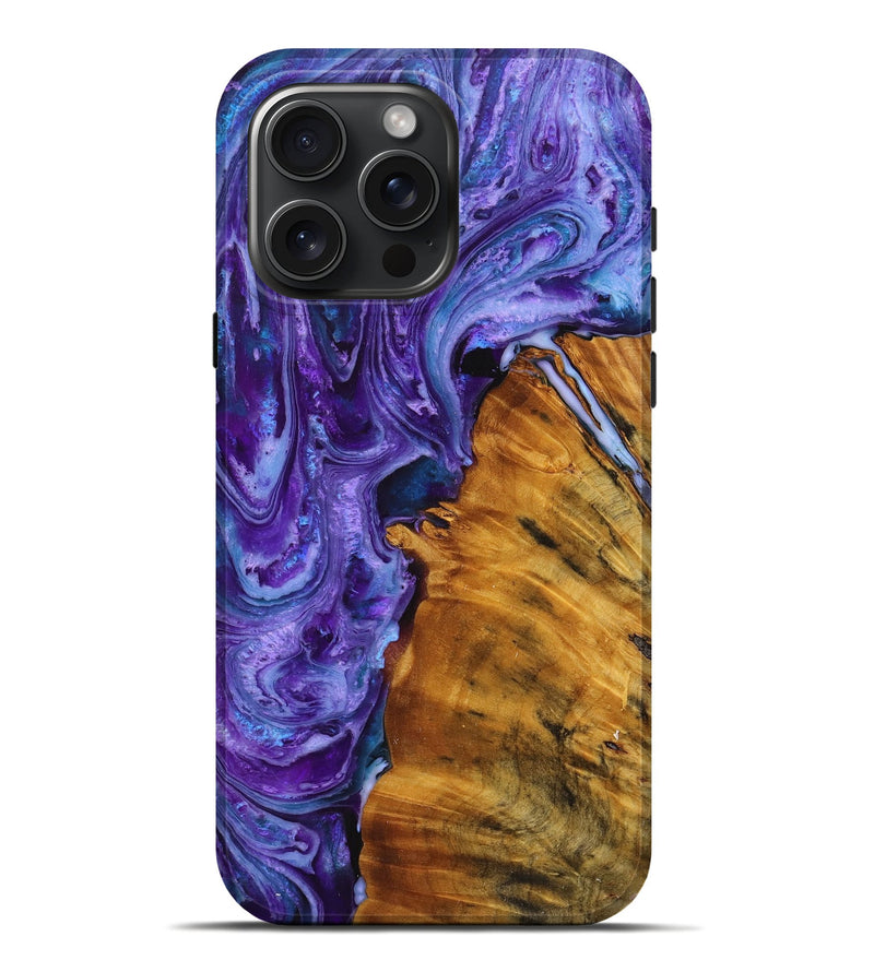 iPhone 16 Pro Max Wood+Resin Live Edge Phone Case - Caylee (Purple, 716082)