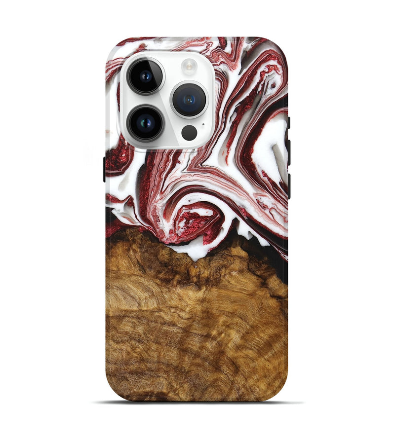 iPhone 15 Pro Wood+Resin Live Edge Phone Case - Betty (Red, 716087)