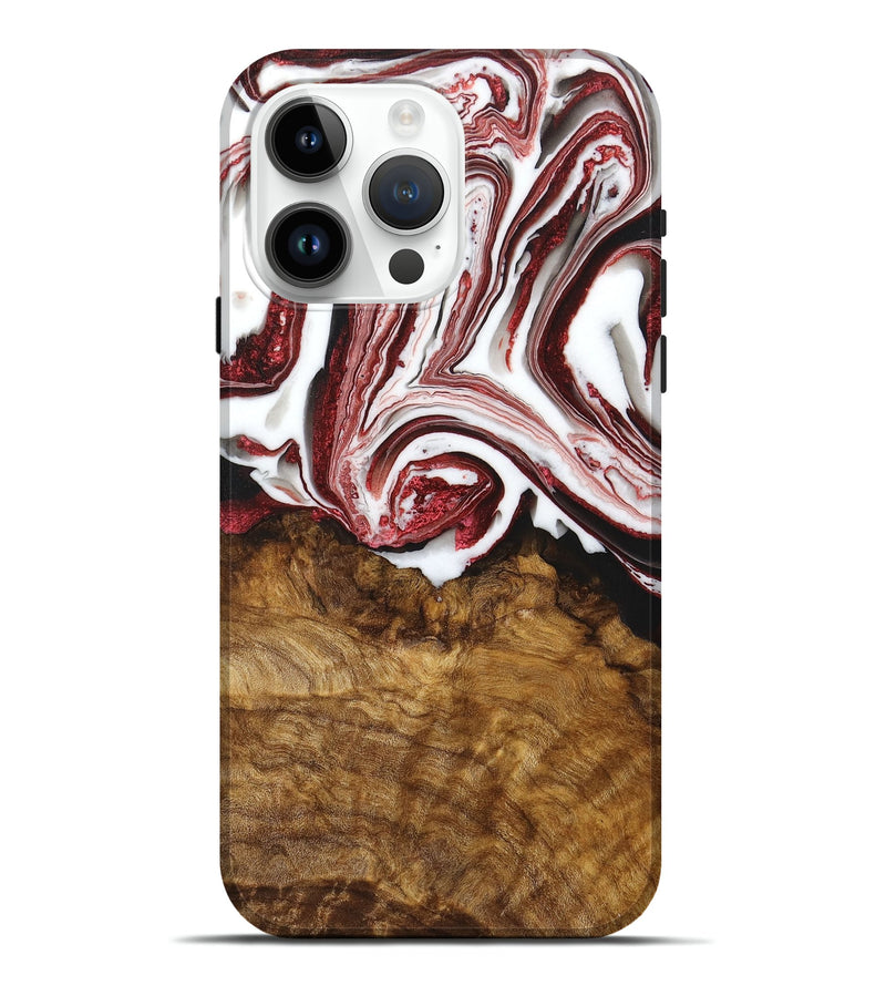 iPhone 15 Pro Max Wood+Resin Live Edge Phone Case - Betty (Red, 716087)