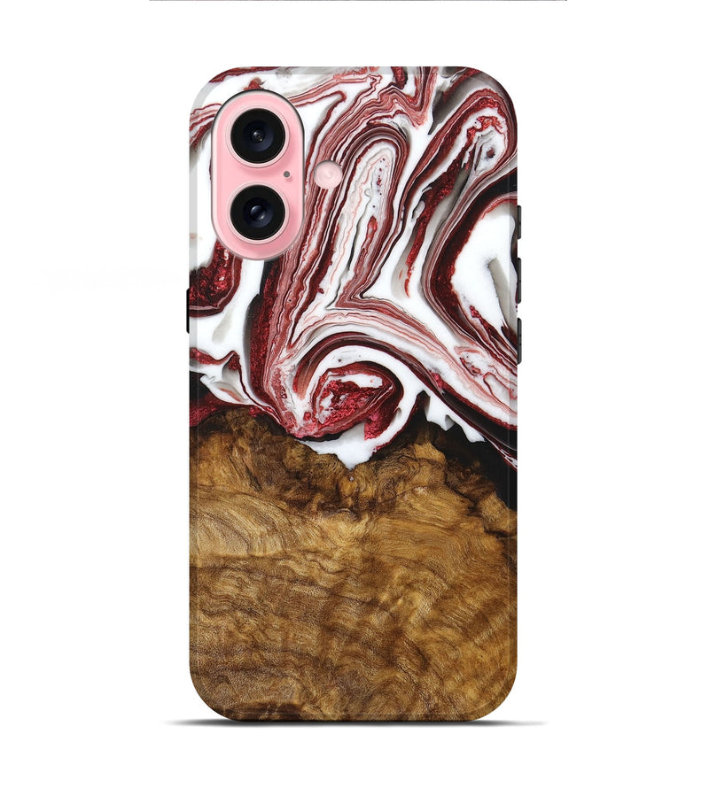 iPhone 16 Wood+Resin Live Edge Phone Case - Betty (Red, 716087)