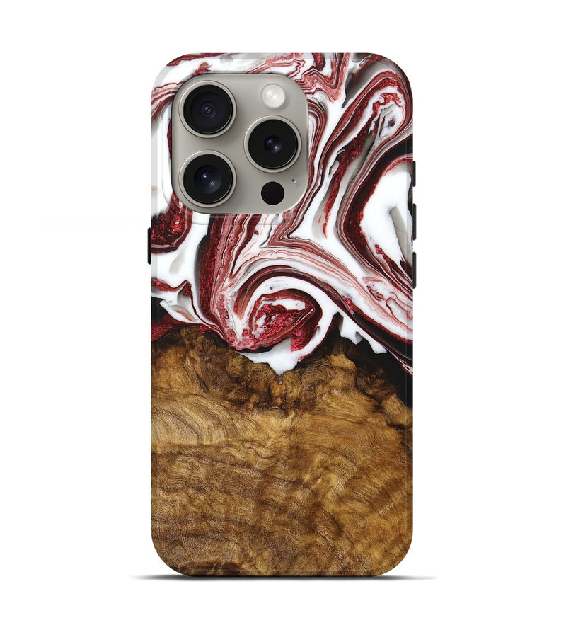 iPhone 16 Pro Wood+Resin Live Edge Phone Case - Betty (Red, 716087)