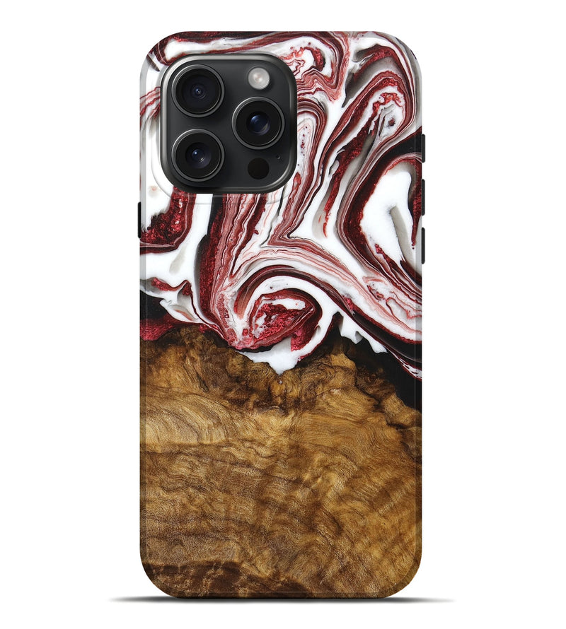 iPhone 16 Pro Max Wood+Resin Live Edge Phone Case - Betty (Red, 716087)