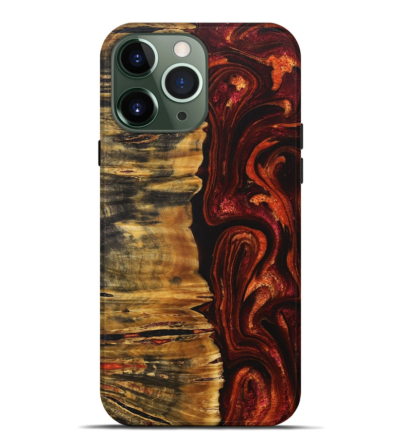 iPhone 13 Pro Max Wood+Resin Live Edge Phone Case - Ann (Red, 716088)