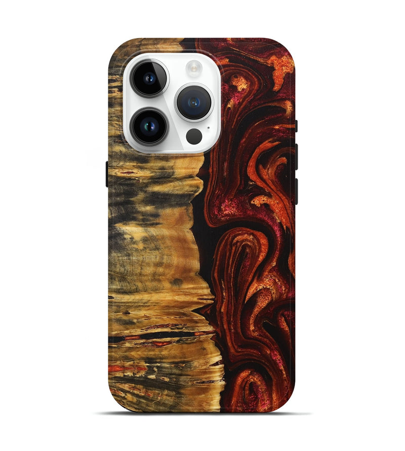 iPhone 15 Pro Wood+Resin Live Edge Phone Case - Ann (Red, 716088)