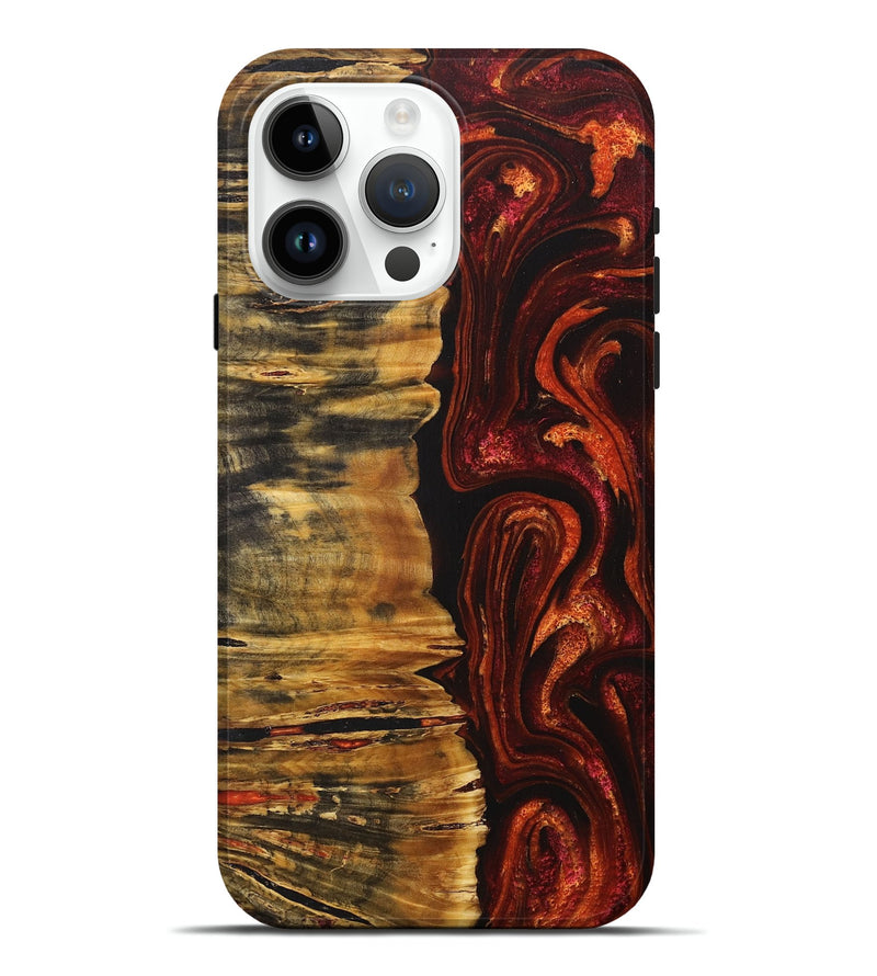 iPhone 15 Pro Max Wood+Resin Live Edge Phone Case - Ann (Red, 716088)