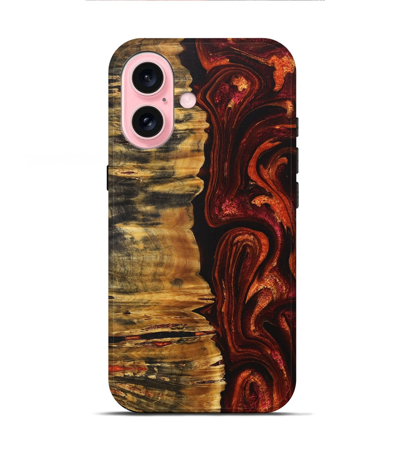 iPhone 16 Wood+Resin Live Edge Phone Case - Ann (Red, 716088)