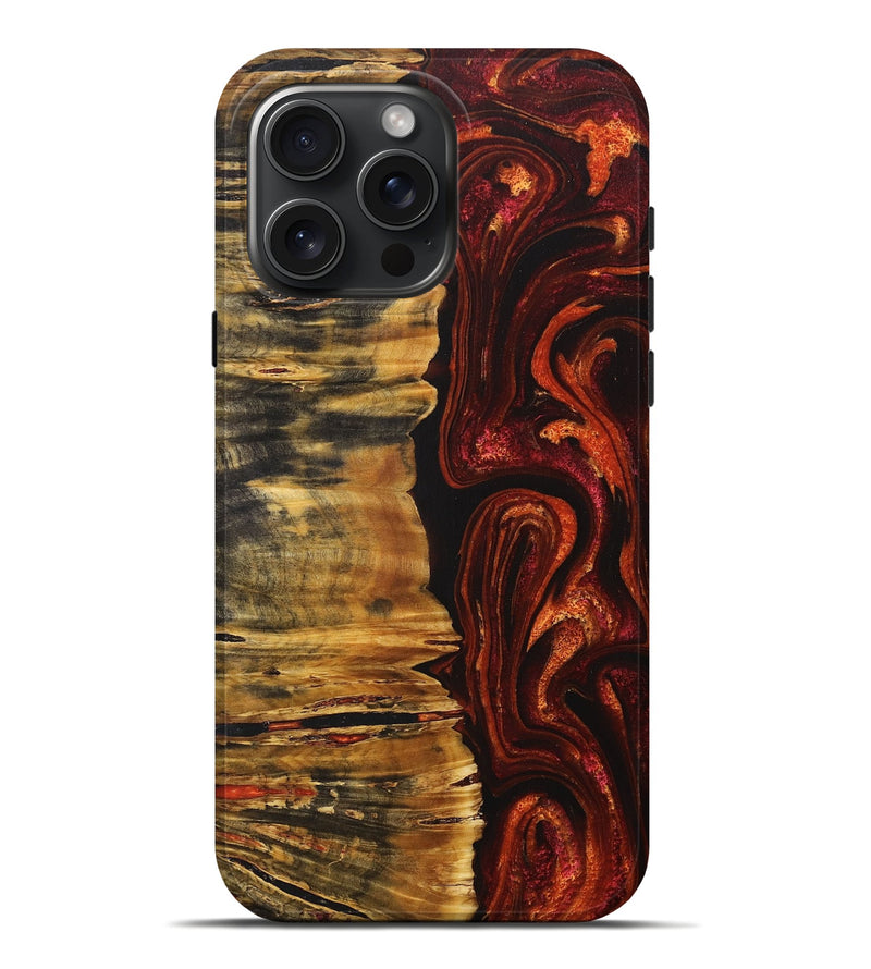 iPhone 16 Pro Max Wood+Resin Live Edge Phone Case - Ann (Red, 716088)