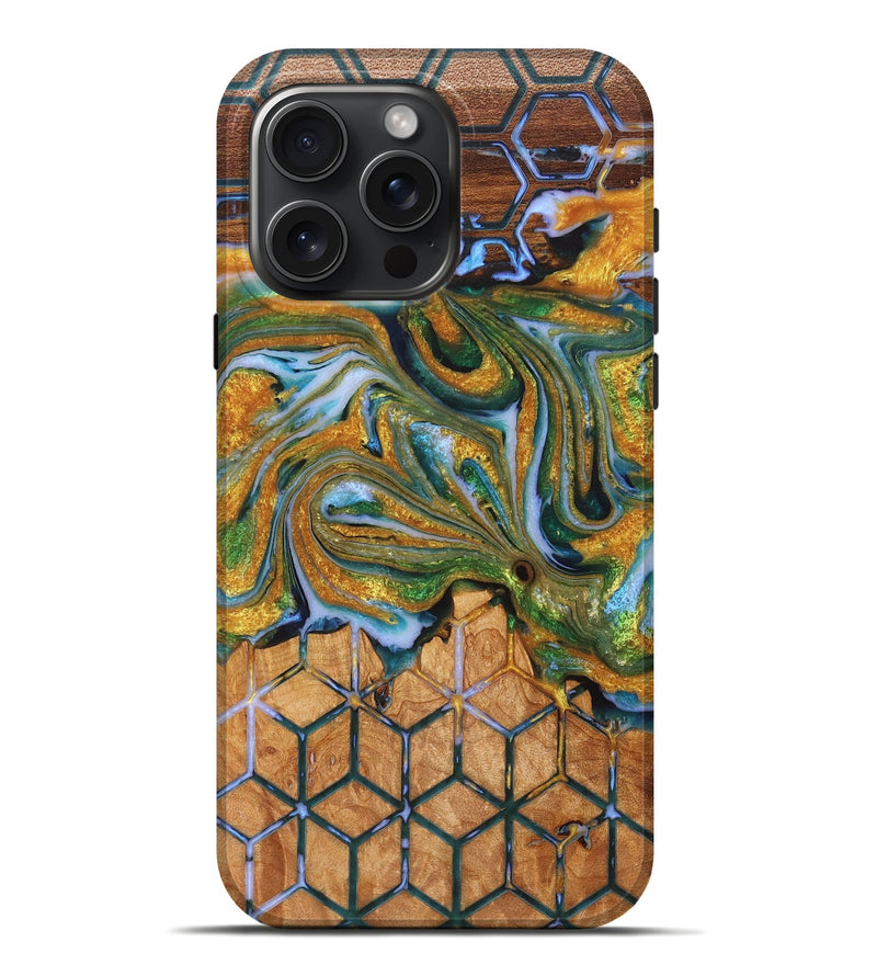 iPhone 16 Pro Max Wood+Resin Live Edge Phone Case - Nolan (Pattern, 716099)