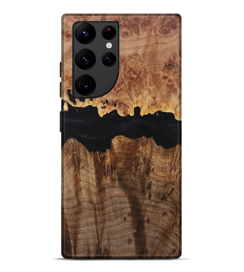 Galaxy S22 Ultra Wood+Resin Live Edge Phone Case - Ida (Pure Black, 716104)