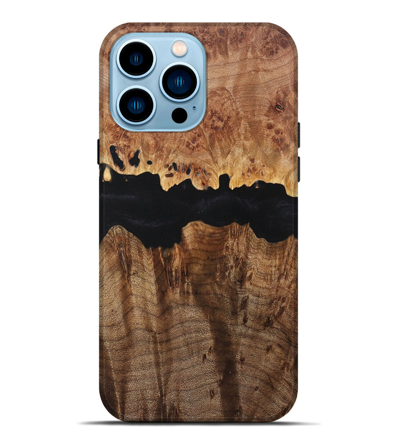 iPhone 14 Pro Max Wood+Resin Live Edge Phone Case - Ida (Pure Black, 716104)