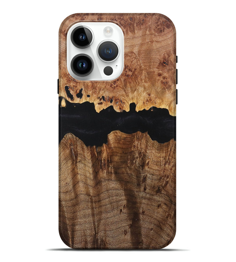 iPhone 15 Pro Max Wood+Resin Live Edge Phone Case - Ida (Pure Black, 716104)