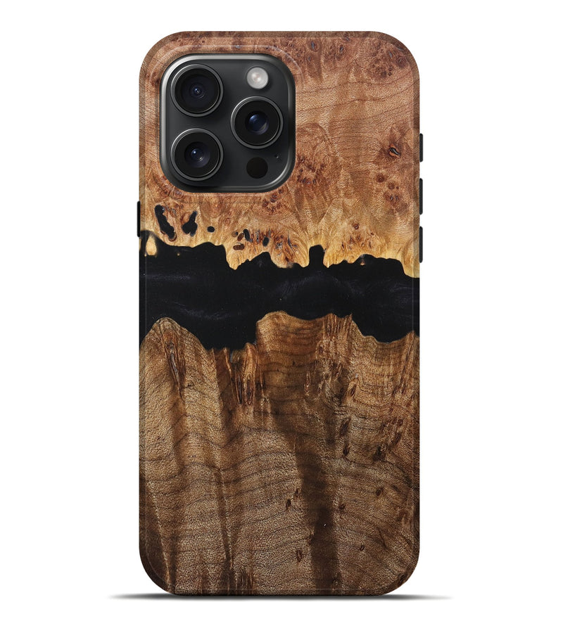 iPhone 16 Pro Max Wood+Resin Live Edge Phone Case - Ida (Pure Black, 716104)