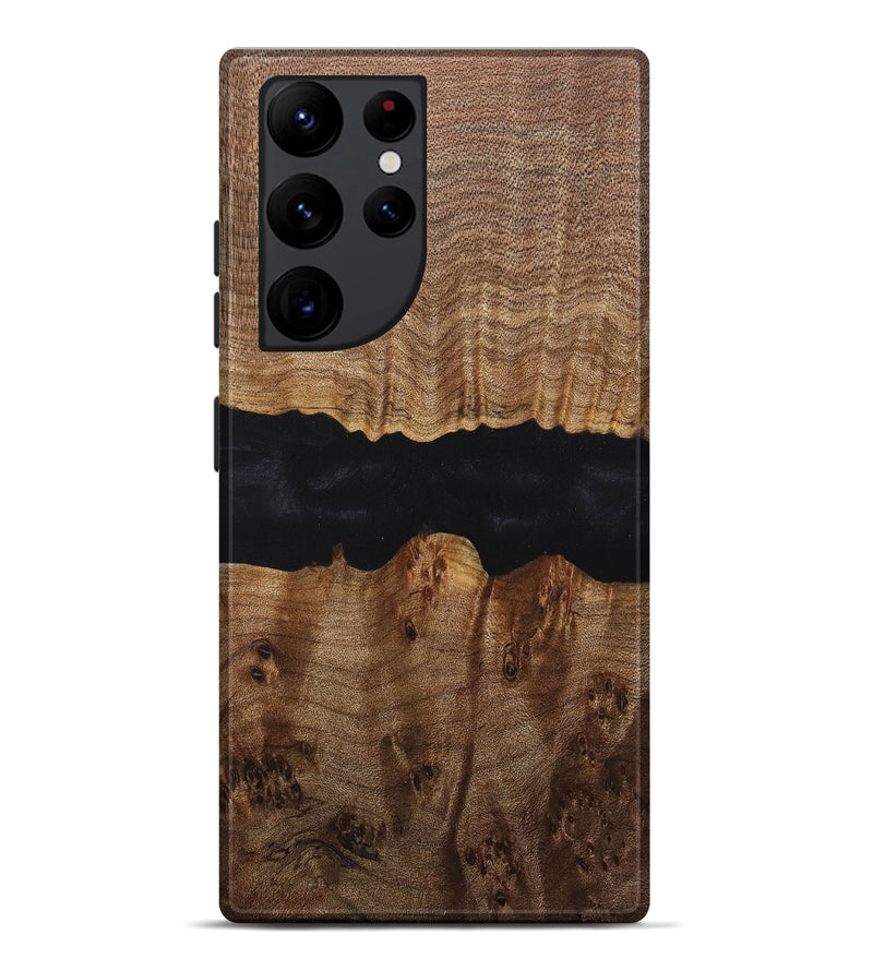 Galaxy S22 Ultra Wood+Resin Live Edge Phone Case - Iva (Pure Black, 716105)