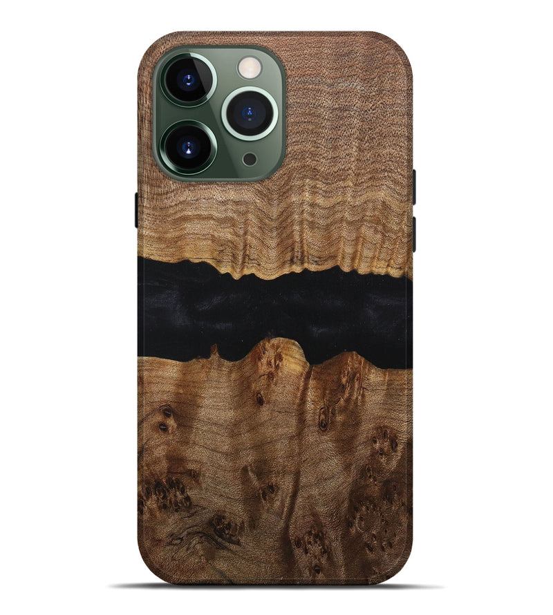 iPhone 13 Pro Max Wood+Resin Live Edge Phone Case - Iva (Pure Black, 716105)