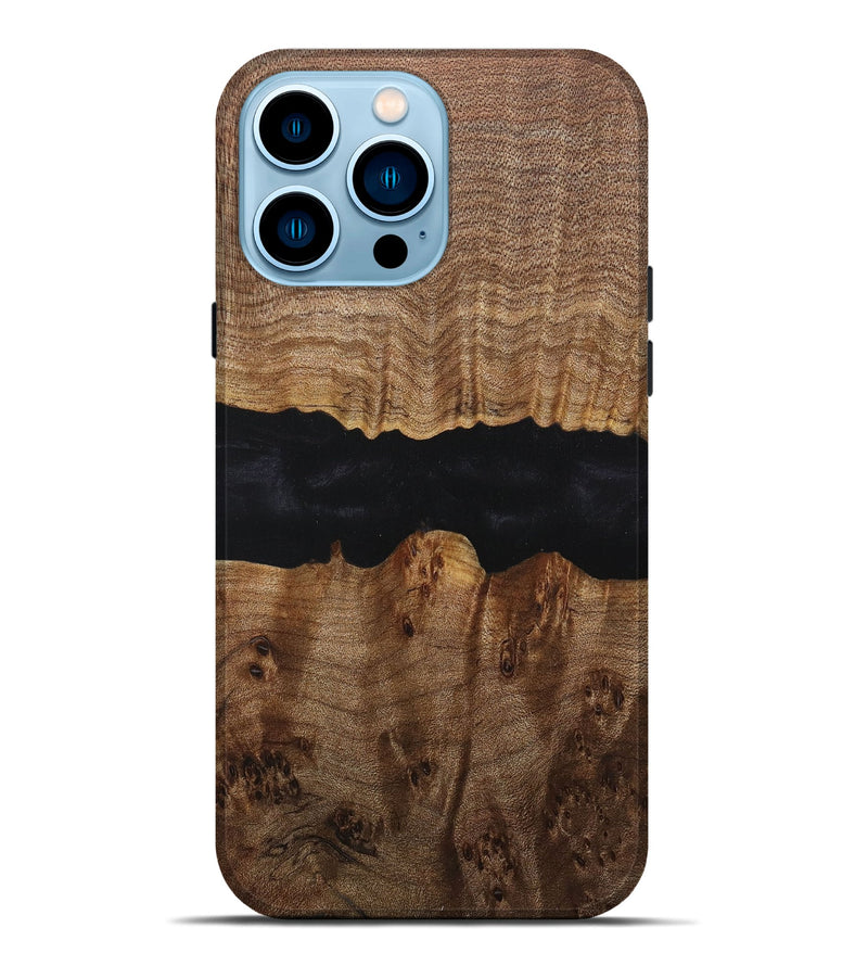 iPhone 14 Pro Max Wood+Resin Live Edge Phone Case - Iva (Pure Black, 716105)