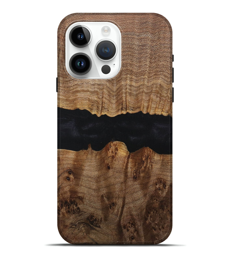 iPhone 15 Pro Max Wood+Resin Live Edge Phone Case - Iva (Pure Black, 716105)