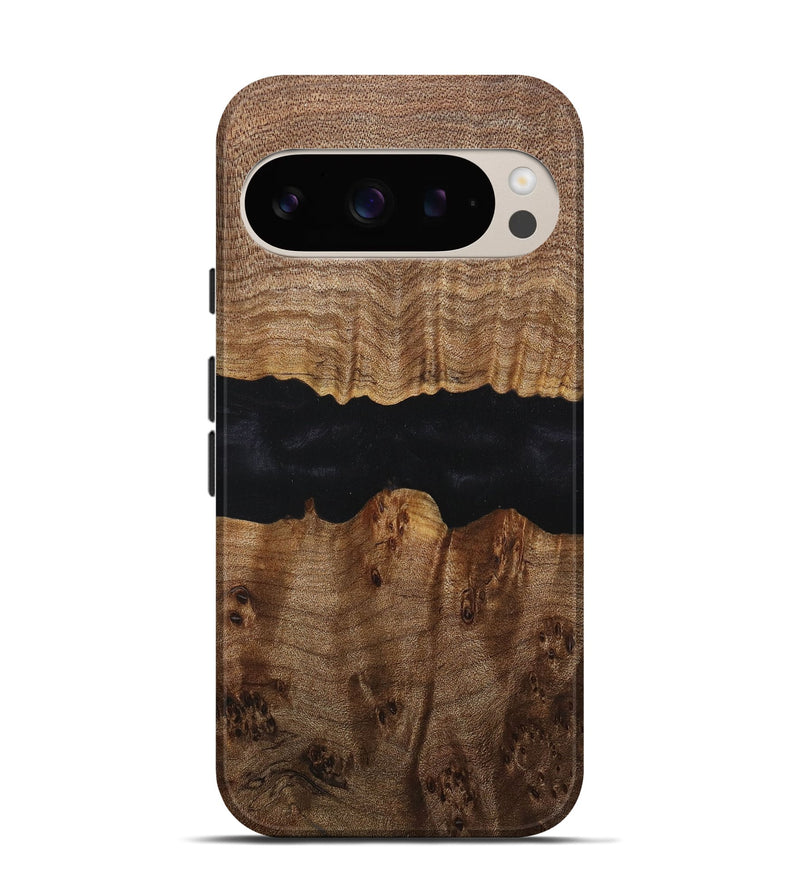 Pixel 9 Wood+Resin Live Edge Phone Case - Iva (Pure Black, 716105)