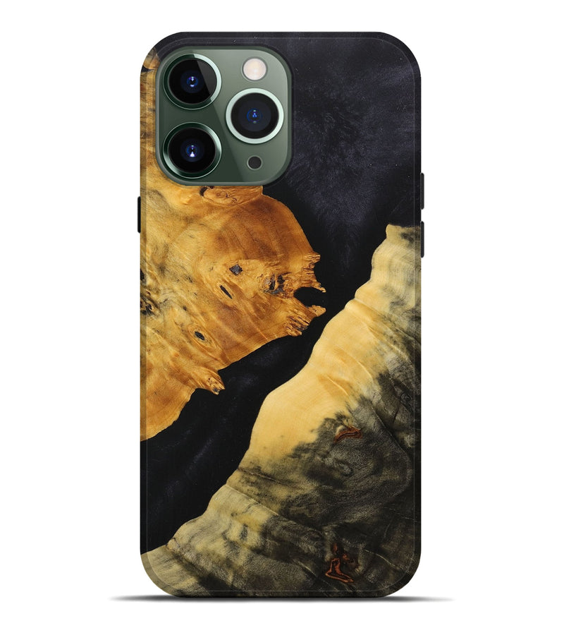 iPhone 13 Pro Max Wood+Resin Live Edge Phone Case - Kane (Pure Black, 716106)