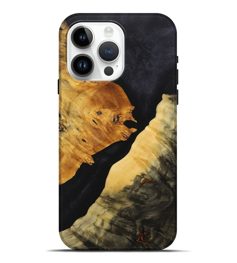 iPhone 15 Pro Max Wood+Resin Live Edge Phone Case - Kane (Pure Black, 716106)