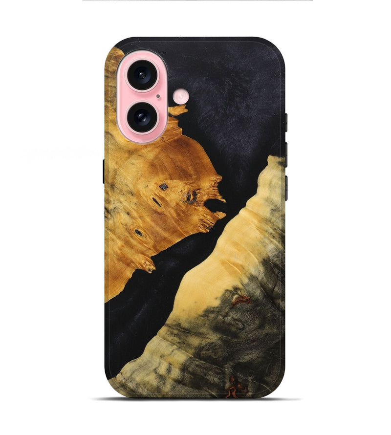 iPhone 16 Wood+Resin Live Edge Phone Case - Kane (Pure Black, 716106)