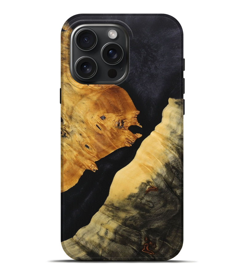 iPhone 16 Pro Max Wood+Resin Live Edge Phone Case - Kane (Pure Black, 716106)