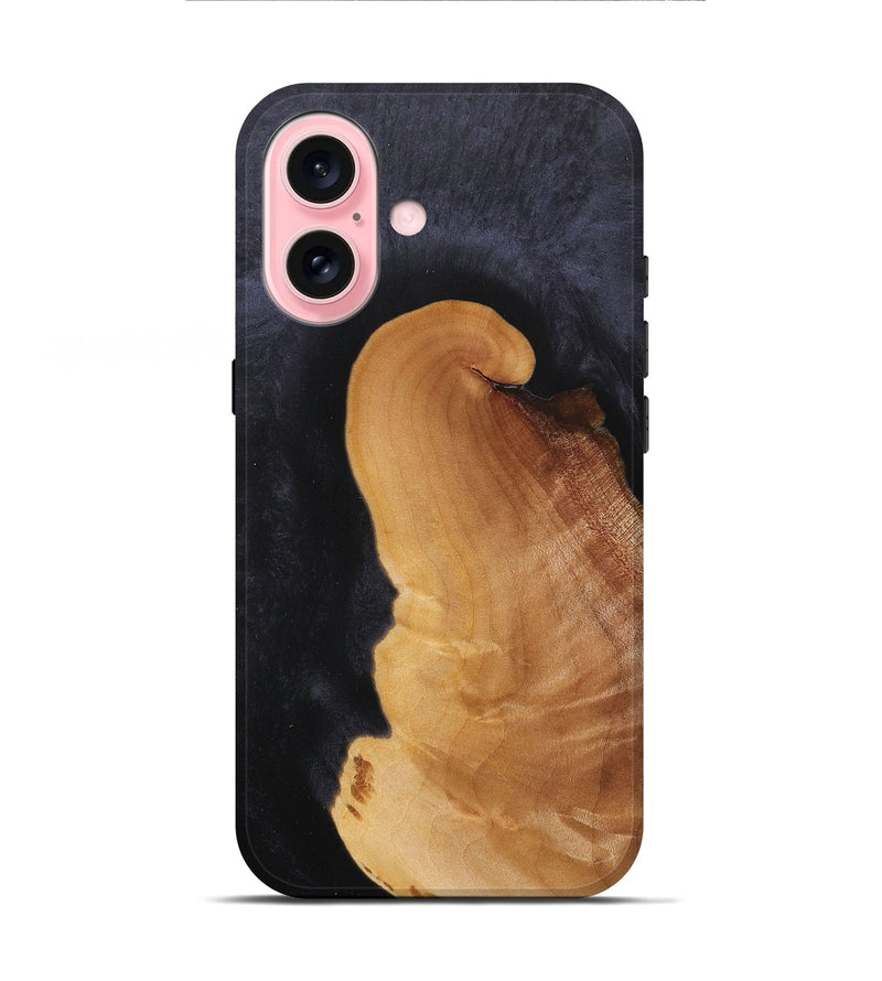 iPhone 16 Wood+Resin Live Edge Phone Case - Camille (Pure Black, 716108)