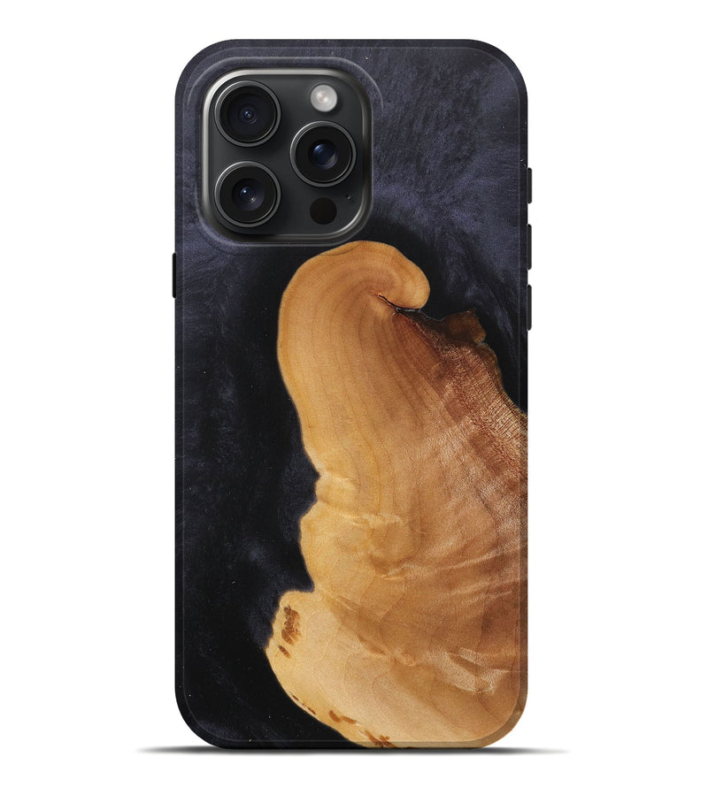 iPhone 16 Pro Max Wood+Resin Live Edge Phone Case - Camille (Pure Black, 716108)