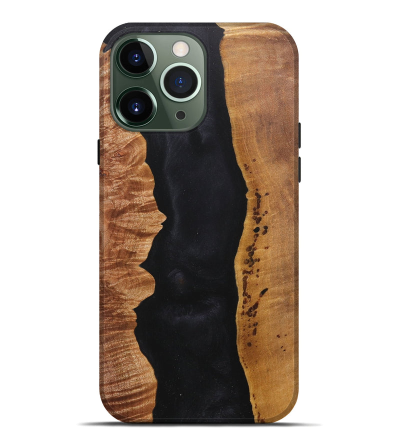 iPhone 13 Pro Max Wood+Resin Live Edge Phone Case - Miguel (Pure Black, 716109)