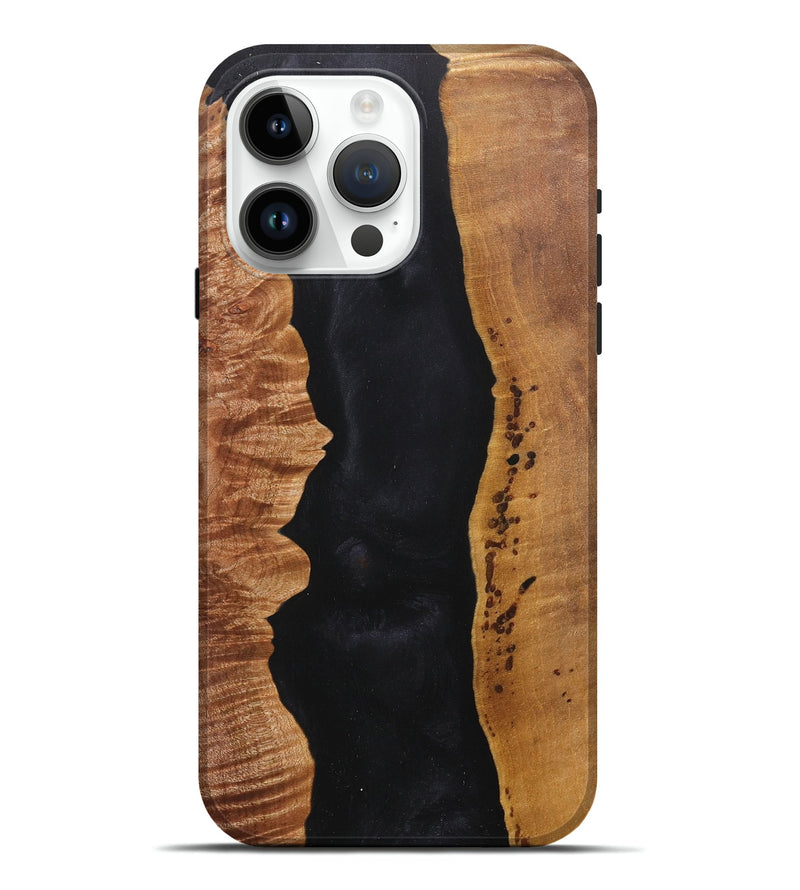 iPhone 15 Pro Max Wood+Resin Live Edge Phone Case - Miguel (Pure Black, 716109)