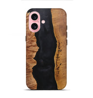 iPhone 16 Wood+Resin Live Edge Phone Case - Miguel (Pure Black, 716109)