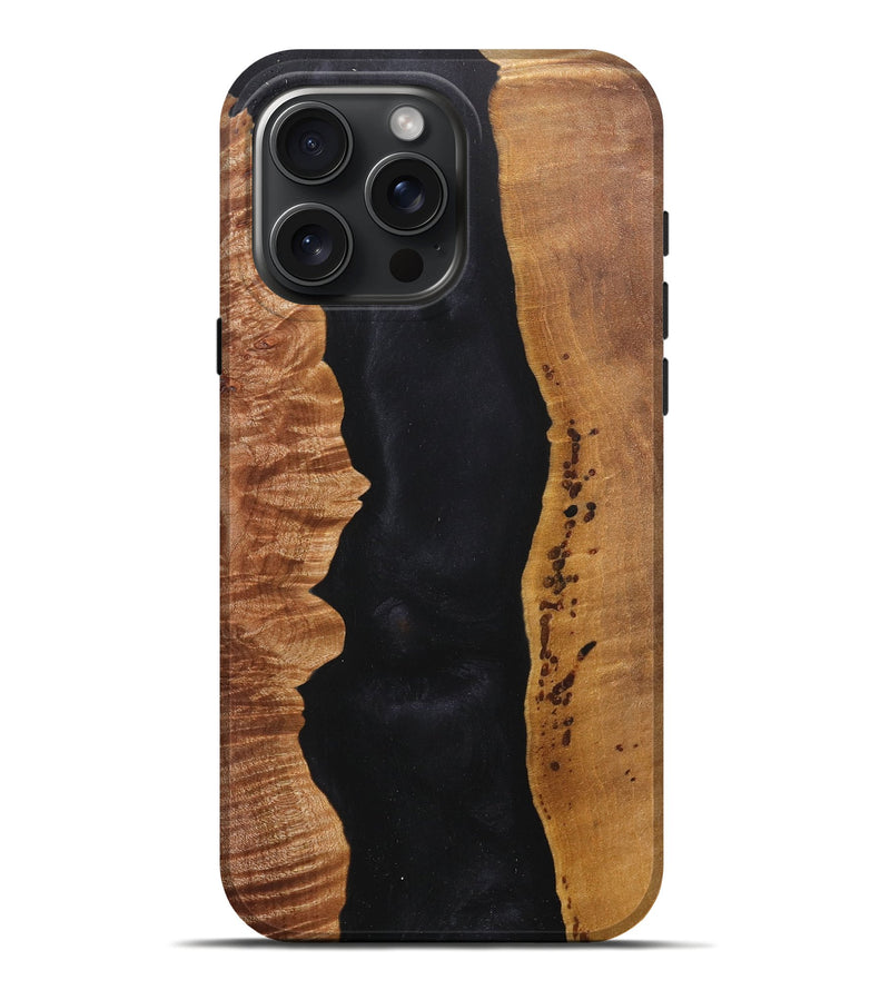 iPhone 16 Pro Max Wood+Resin Live Edge Phone Case - Miguel (Pure Black, 716109)