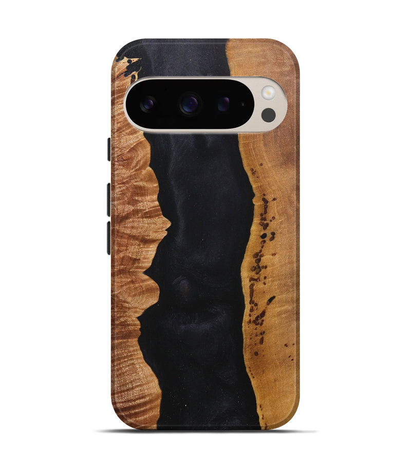 Pixel 9 Wood+Resin Live Edge Phone Case - Miguel (Pure Black, 716109)