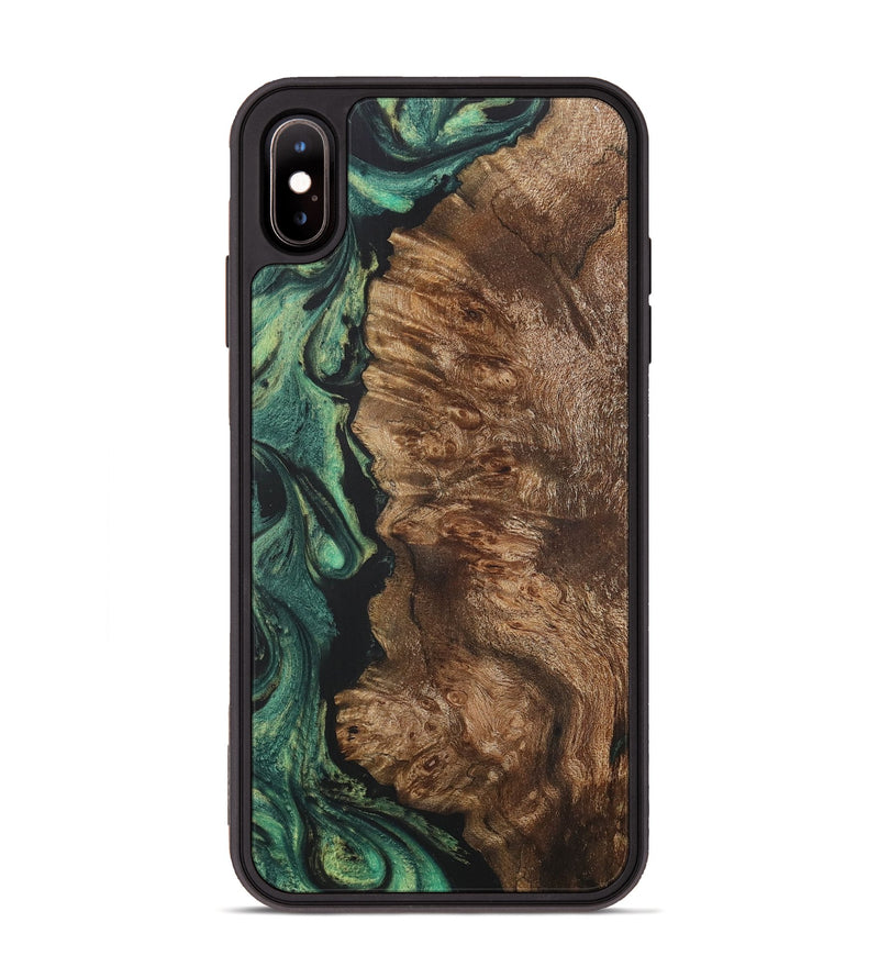 iPhone Xs Max Wood+Resin Phone Case - Renee (Green, 716141)